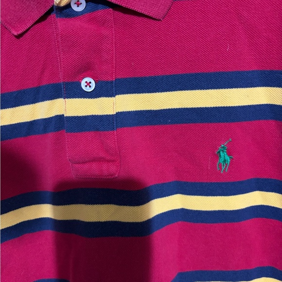 Ralph Lauren Red Polo with Yellow and Navy Stripes - Picture 3 of 5
